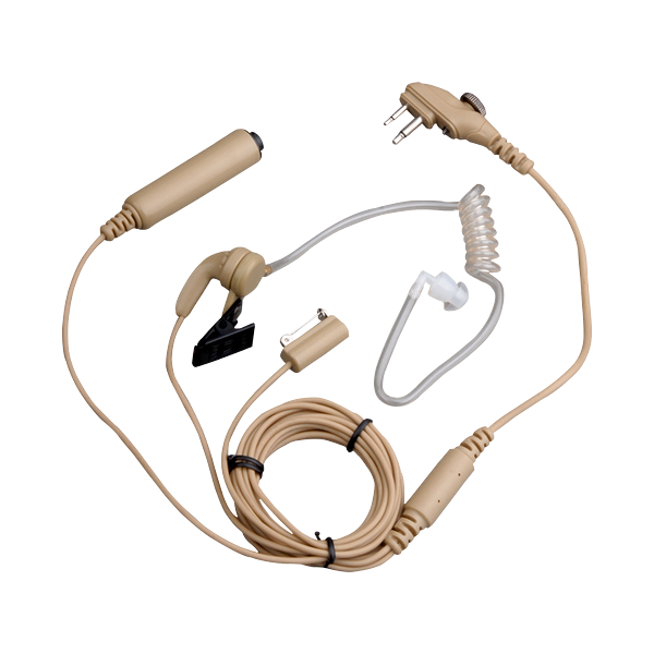 EAN06 3-Wire Earpiece with Acoustic Tube, Microphone and PTT (Beige)