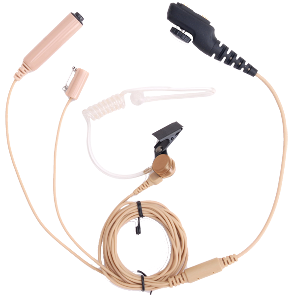 EAN17 3-Wire Earpiece with Acoustic Tube, Microphone and PTT (Beige)