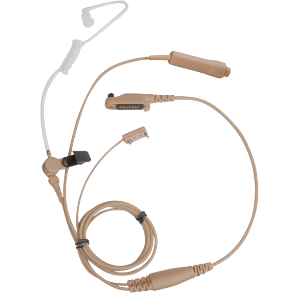 EAN21 3-Wire Earpiece with Acoustic Tube, Microphone and PTT (Beige)